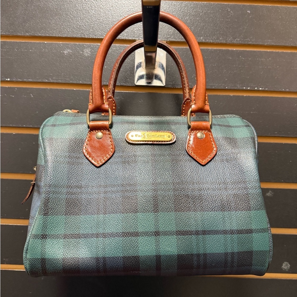 Vintage Polo Ralph Lauren Black Watch Plaid Mini Boston Satchel Bag